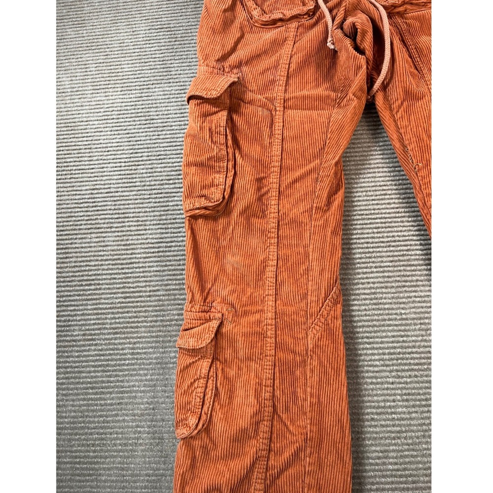 Free People Orange Corduroy Cargo Pants Wide Leg Utility Drawstring Women S - Picture 4 of 14